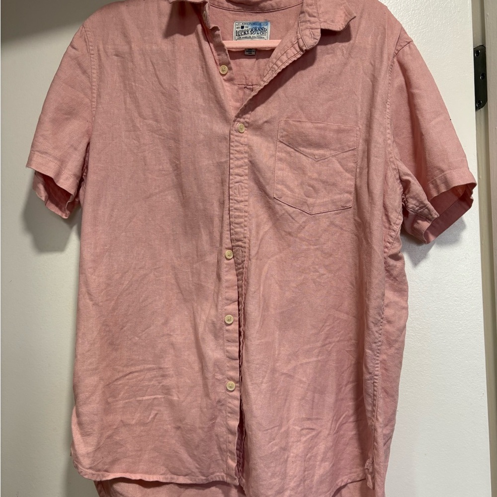 Lucky Brand Men's Pink Short Sleeve Shirt